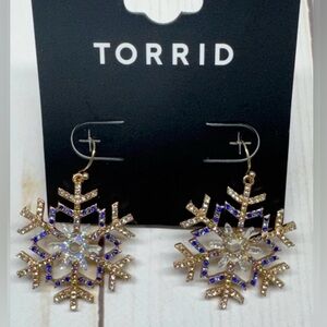 Torrid Gold Snowflake Shape Dangle Linear Earrings